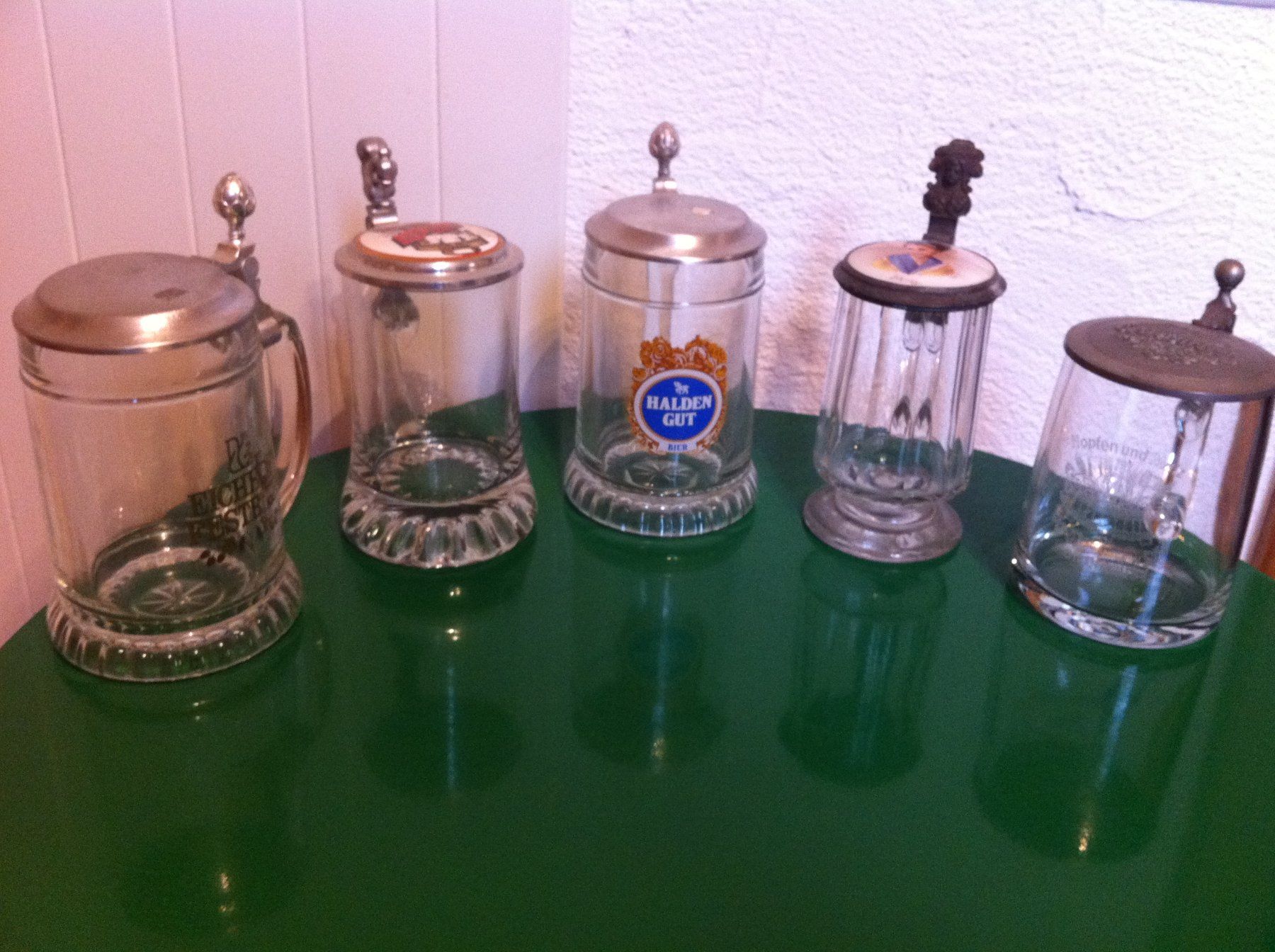 Bicchieri: 5 Bierhumpen Glas mit Deckel – Usato da Brunnen venduto da Artemis53