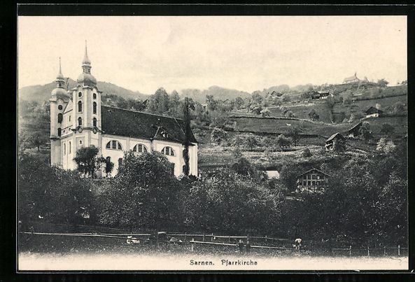Ansichtskarten: AK Sarnen, Blick auf die Pfarrkirche – Gebraucht aus Berlin von bartko-reher