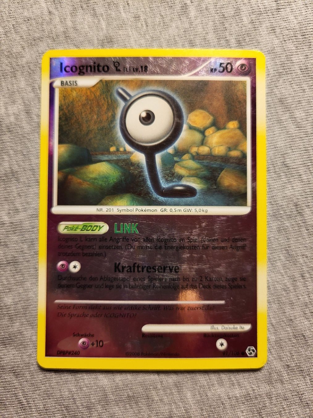Pokémon Sammelbilder & Trading cards: 2008 Icognito 91/106 reverse – Gebraucht aus Grindelwald von lego9