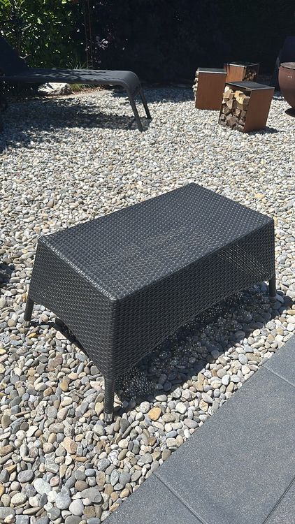 Gartentisch Polyrattan mit Glasplatte schwarz Kaufen auf Ricardo