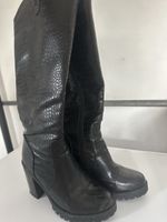 Damen Stiefel schwarz Kroko-Optik Absatz guter Zustand