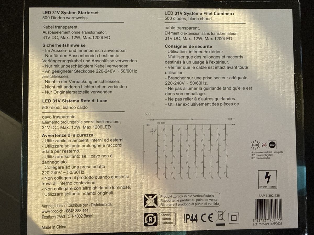 Coop Ghirlande e barre luminose: LED Weinacht-Lichterkette, warmweiss, exkl. Transformator – Nuovo (secondo la descrizione) da Wettswil venduto da endorphine839 1