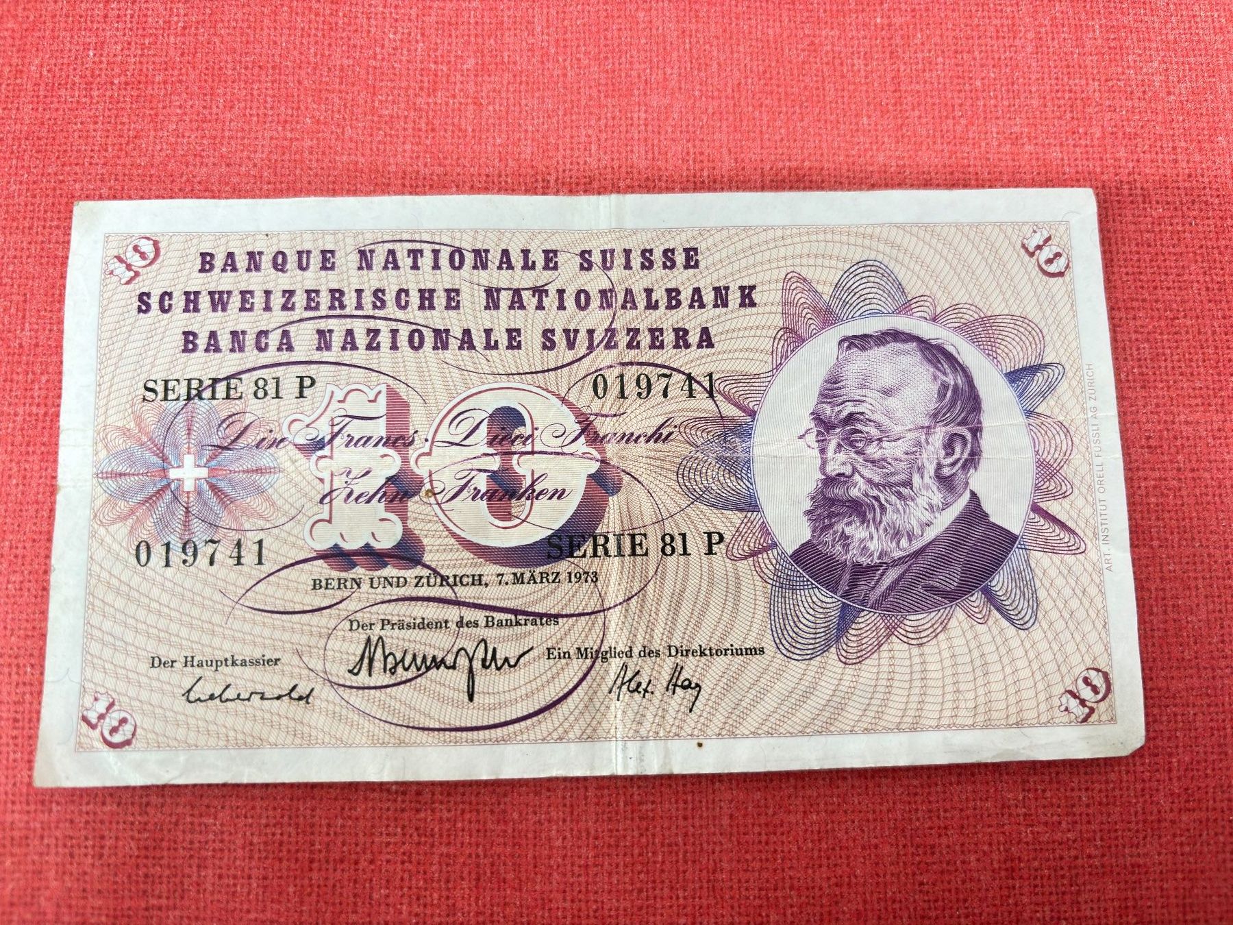 Banconote: 10 Franken Banknote 1973 gebraucht – Usato da Ormalingen venduto da digital09