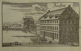 ZÜRICH KORNHAUS, LIMMAT, KUPFERSTICH, BLUNTSCHLI 1742