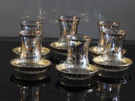 6 Teegläser - goldgerändert