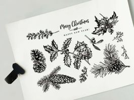 Silikonstempel Nr.715, Weihnachten, Tannenzapfen, Zweige