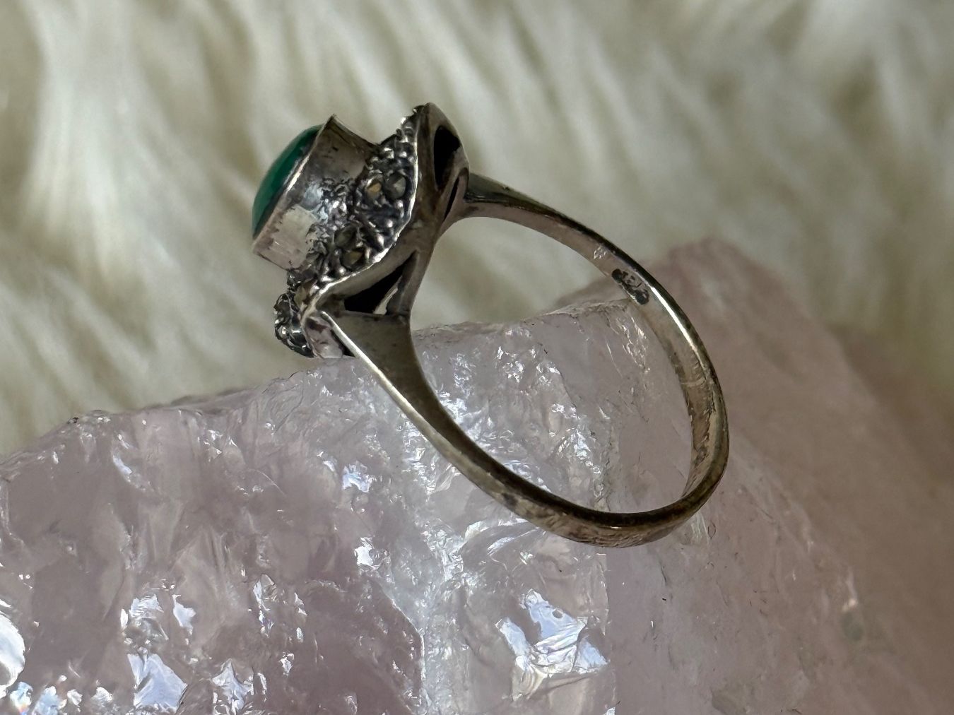 Anelli: Vintagering Silber 925 mit grünem Stein – Usato da Istighofen venduto da Ringparadies 2