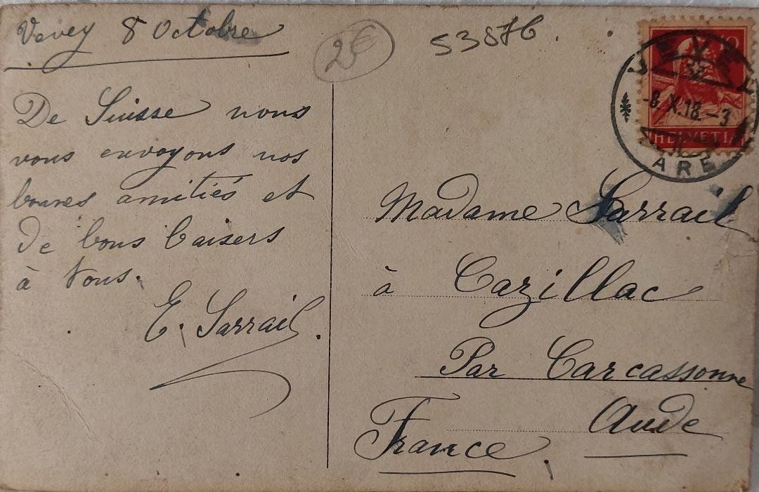 Ansichtskarten: VEVEY - La Place du Marché - 1918 – Gebraucht aus Delémont von Domdom1 1