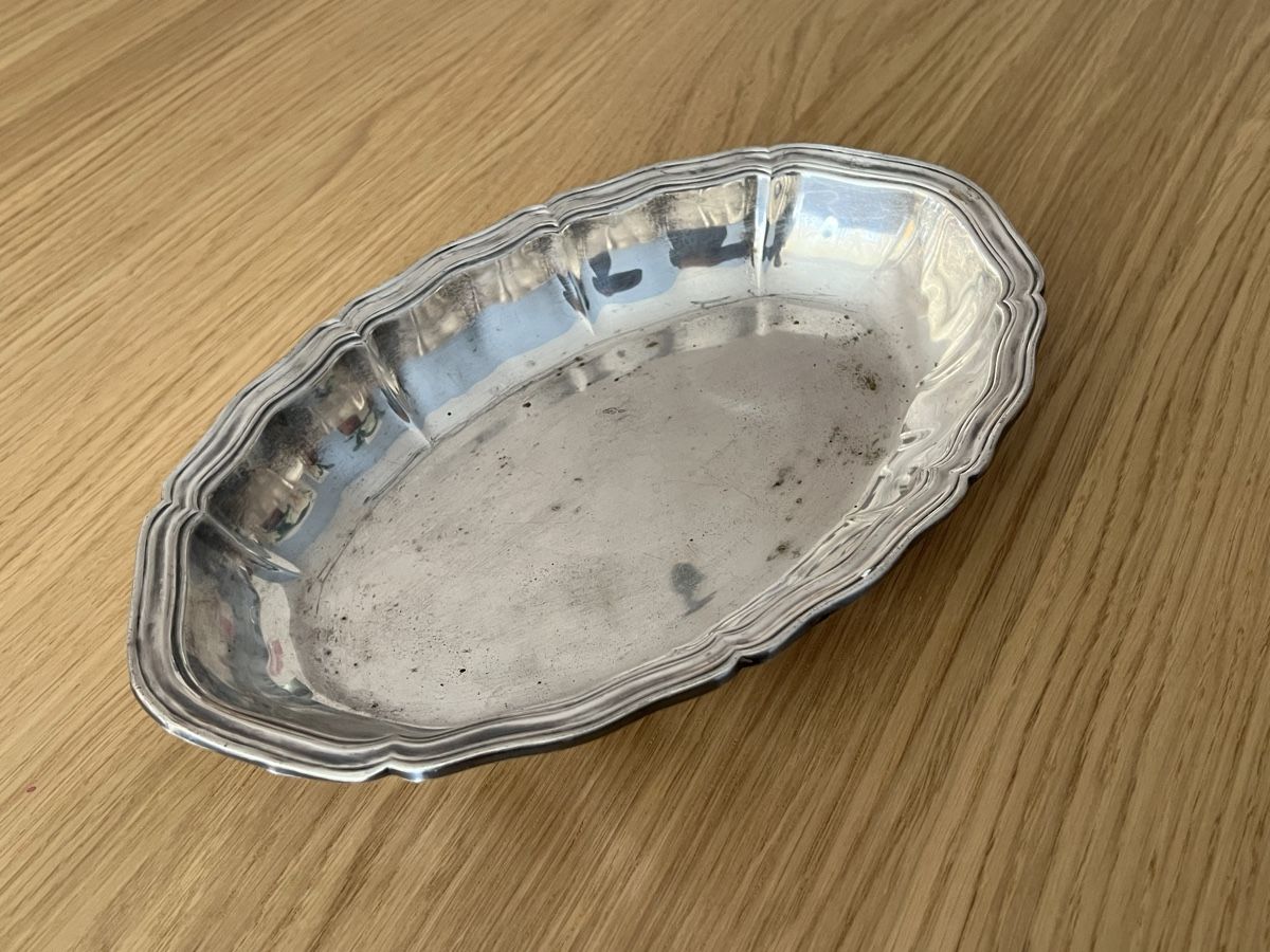 Servierplatten: Versiberte Schale oval mit Verzierungen  – Gebraucht aus Luzern von maisonnoir 2