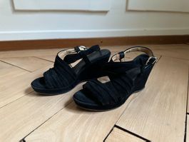 CAPRICCIO - Keilabsatz Leder Sandale schwarz 34