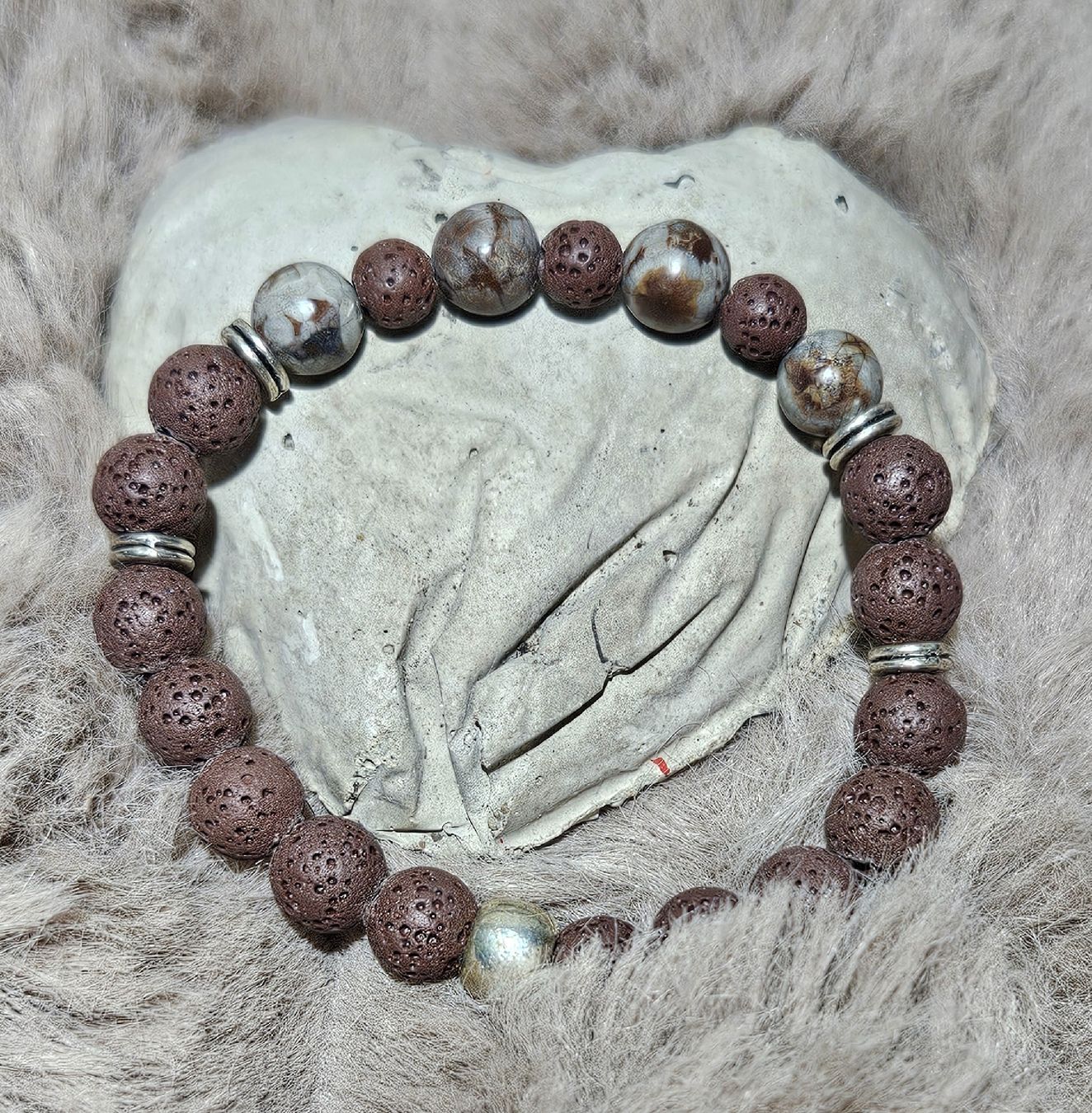 Bracciali & Braccialetti: braune Lavastein-Mix Armk. - Spendenaktion – Nuovo (secondo la descrizione) da Unterkulm venduto da Nachtigall 1