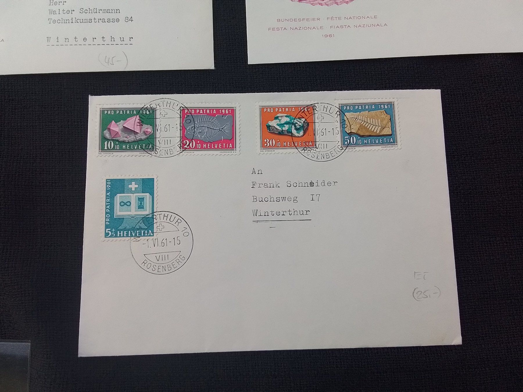Tutti i francobolli: 5 x FDC Pro Patria 1958-1961 – Usato da Reichenburg venduto da Pipo-67 2