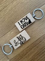 Holz-Schlüsselanhänger mit Katzenmotiv - Neu!🐈‍⬛