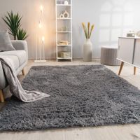 -60% ❌ Teppich Hochflor Antrazith neu 160x220