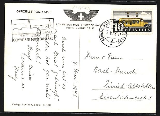 Cartes postales: Basel, Schweizer Mustermesse, Fliegerauf – D'occasion à Berlin par bartko-reher 1