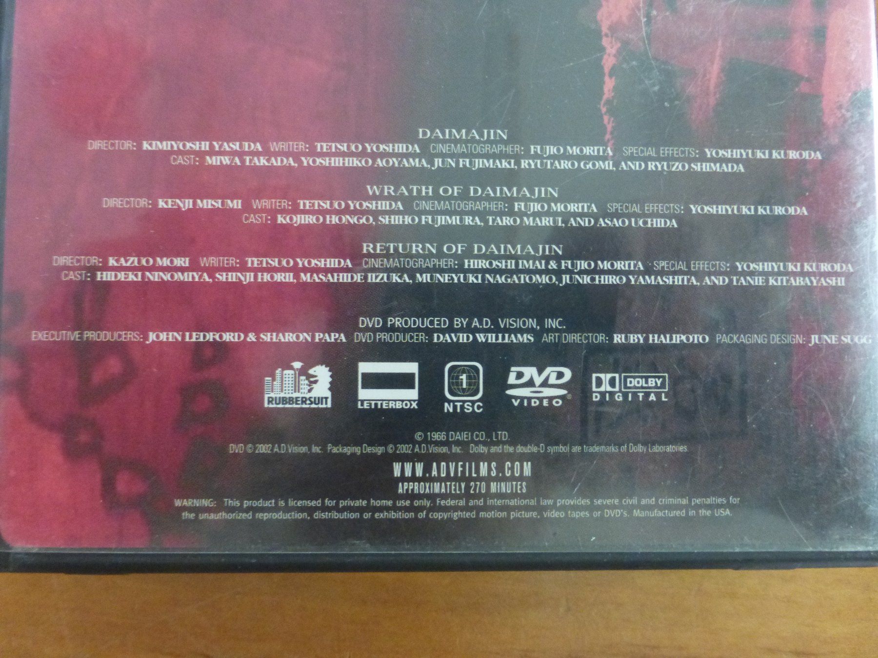 Tous les DVDs: Daimajin 1, 2 und 3 in einer Box – D'occasion à Zumikon par psisound 2
