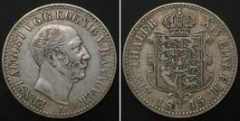 HANNOVER Taler 1845 A, ERNST AUGUST, Silber ss+