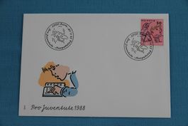 PTT, FDC, Pro Juventute, Kinder zeichnen, 25.11.1988