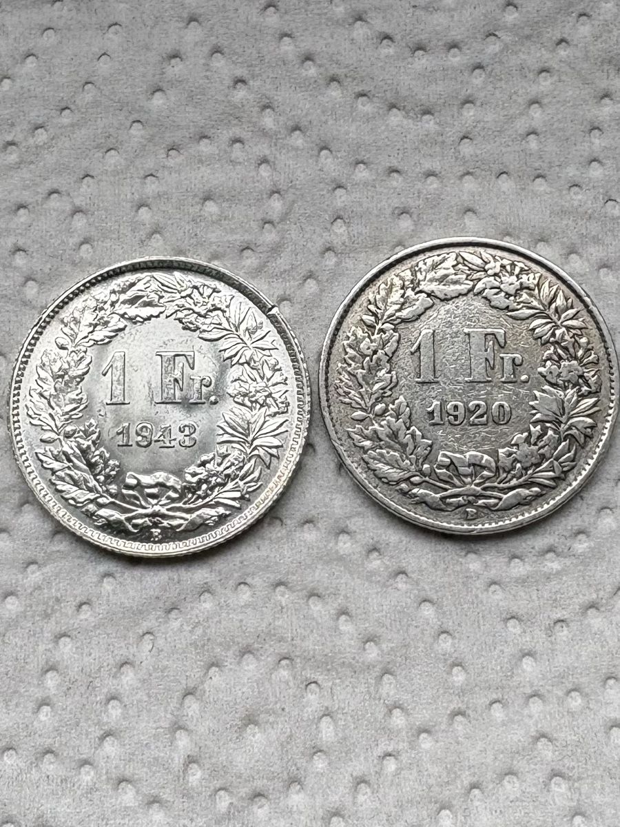 Alle Münzen: 1.- Franken 1920 & 1943 – Gebraucht aus Maisprach von Lls1