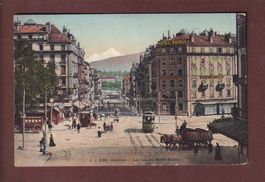 GENEVE - Hôtel Suisse - Tram - Attelage - 1908