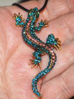 Brosche oder Halskette L-6691 – Eidechse mit Strass
