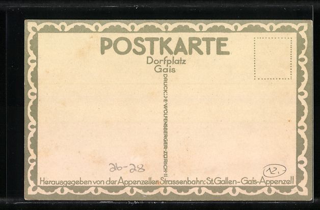 Cartoline postali: Gais, Teilansicht mit Kirchturm, Platz m – Usato da Berlin venduto da bartko-reher 1
