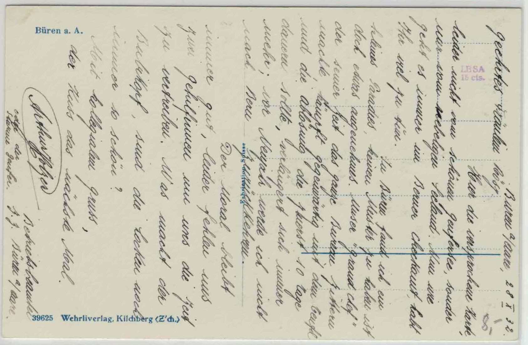 Cartoline postali: BE 328 BÜREN a.d.A. – Usato da Fribourg venduto da phi_vb2m 1