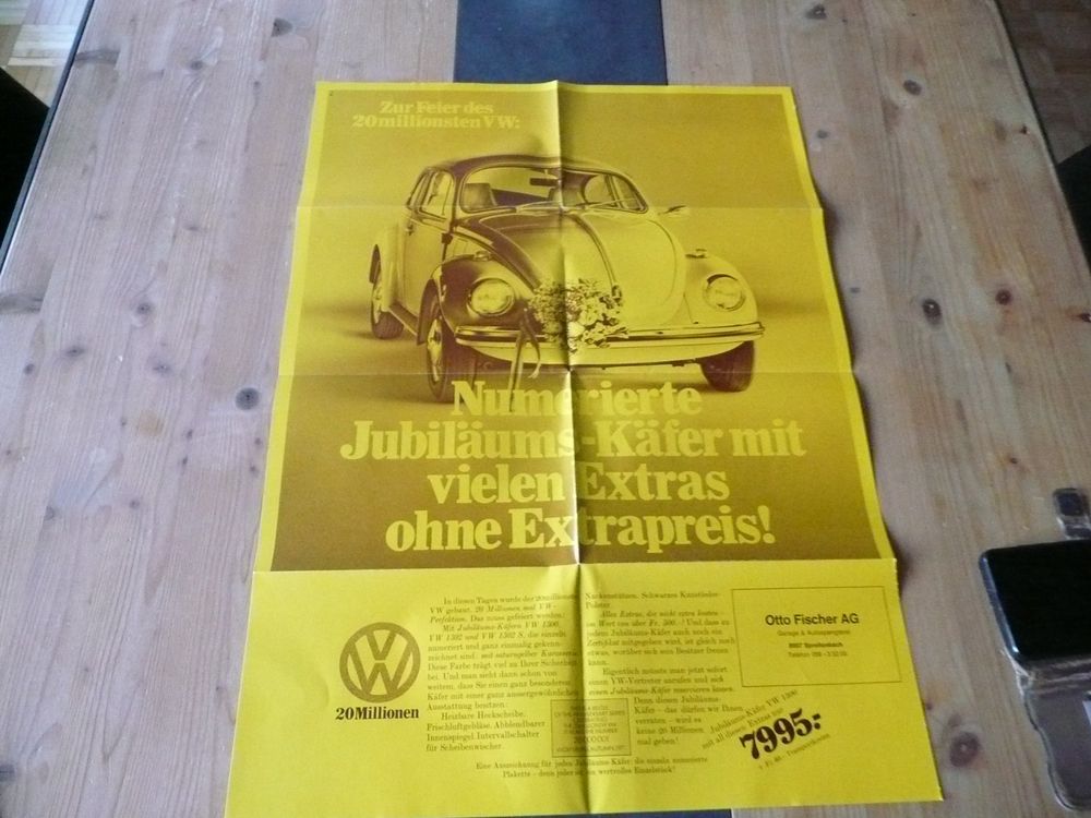 VW KÄFER 20 MILLIONEN 1971 PROSPEKT/POSTER SONDERMODELL