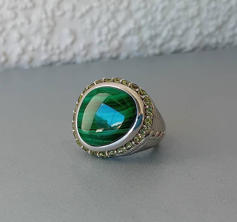 Ringe: Ring mit Malachit und Peridot in Silber – Gebraucht aus Stans von wer_fd5f