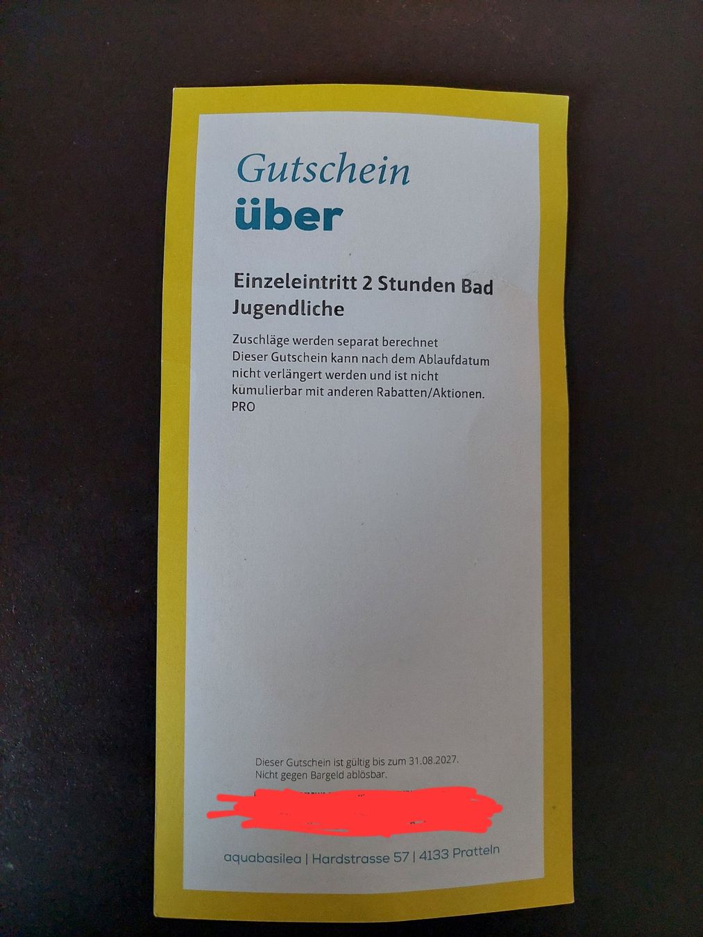 Aquabasilea Gutscheine: Eintritt Aqua Basilea 2h Jugendliche – Gebraucht aus Herzogenbuchsee von debora01
