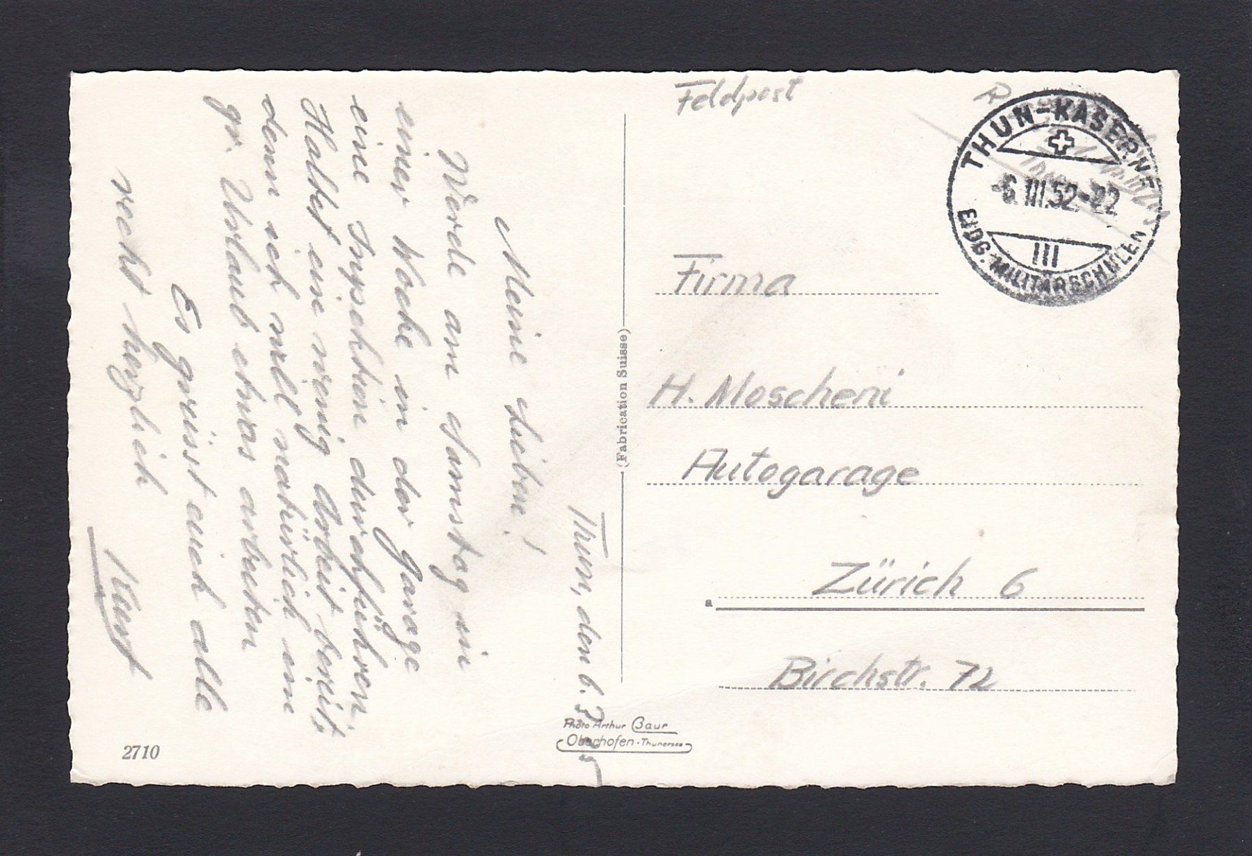 Cartoline postali: JEEP Motorisierte Truppen, 1952 – Usato da Reiden venduto da cinfis 1