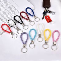5 x Leder Schlüssel Anhänger Metall Ring Geflochten Band