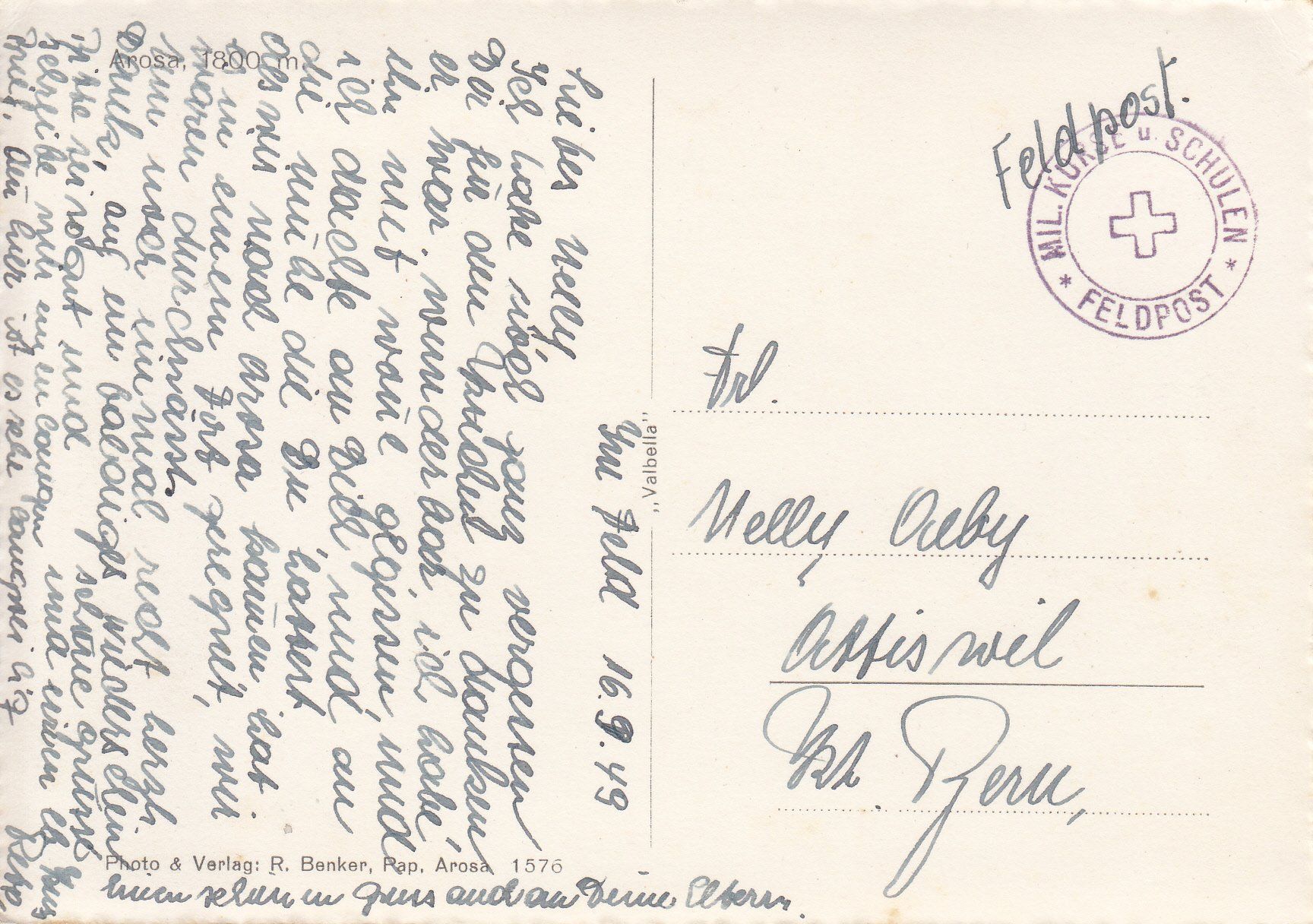 Cartoline postali: Arosa 1949 – Usato da Bürglen TG venduto da StampGraf 1