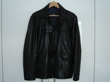 Schwarze lange Herren Lederjacke