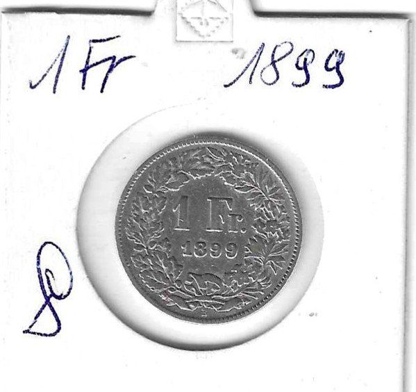 Tutti le monete: Monnaie Suisse: 1 Fr 1899 – Usato da Muraz (Collombey) venduto da Resine