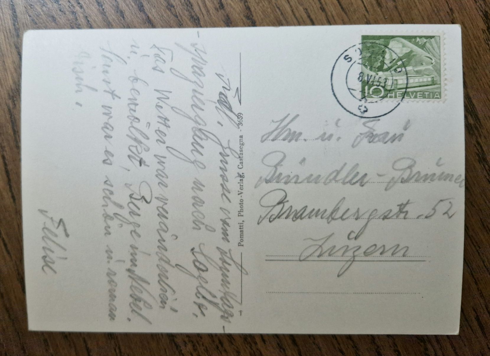 Cartoline postali: Soglio 1953 – Usato da Ebikon venduto da Donar50 1