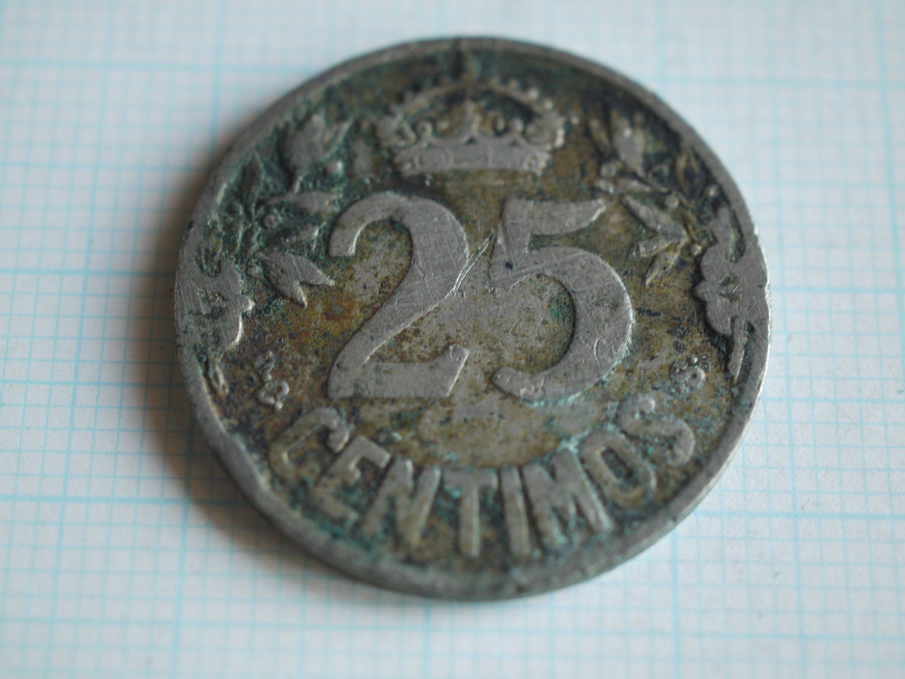Tutti le monete: Spanian Alfonso XIII 25 CENTIMOS 1925 Gebraucht – Usato da Gross venduto da Retro20 4