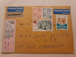 Rare Enveloppe Monaco avec Timbres, Recommandée 1998!