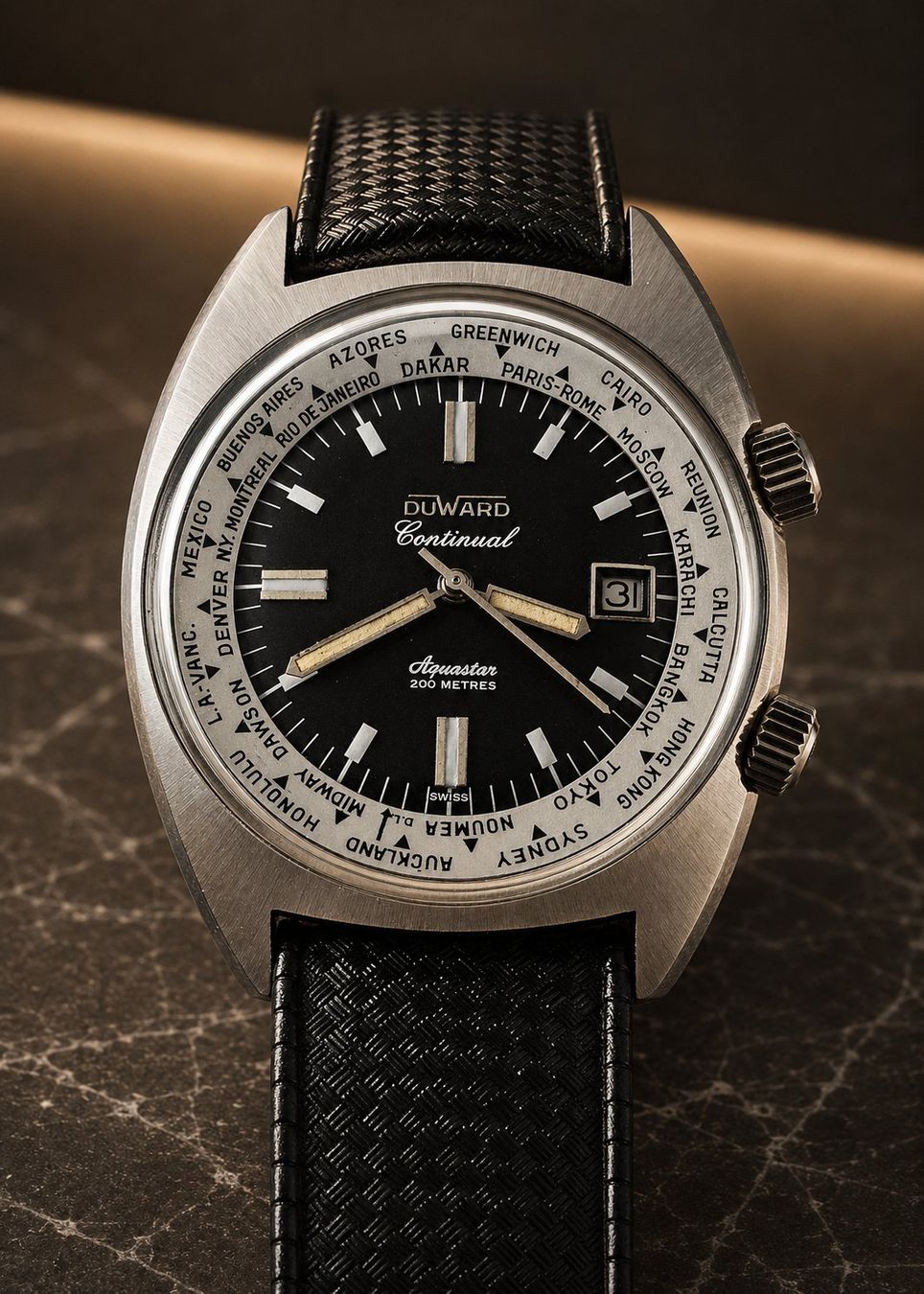 Aquastar Orologi: Duward Aquastar World Hour Dial Uomo 1970 – Usato da Lugano venduto da R.Riccardo 1