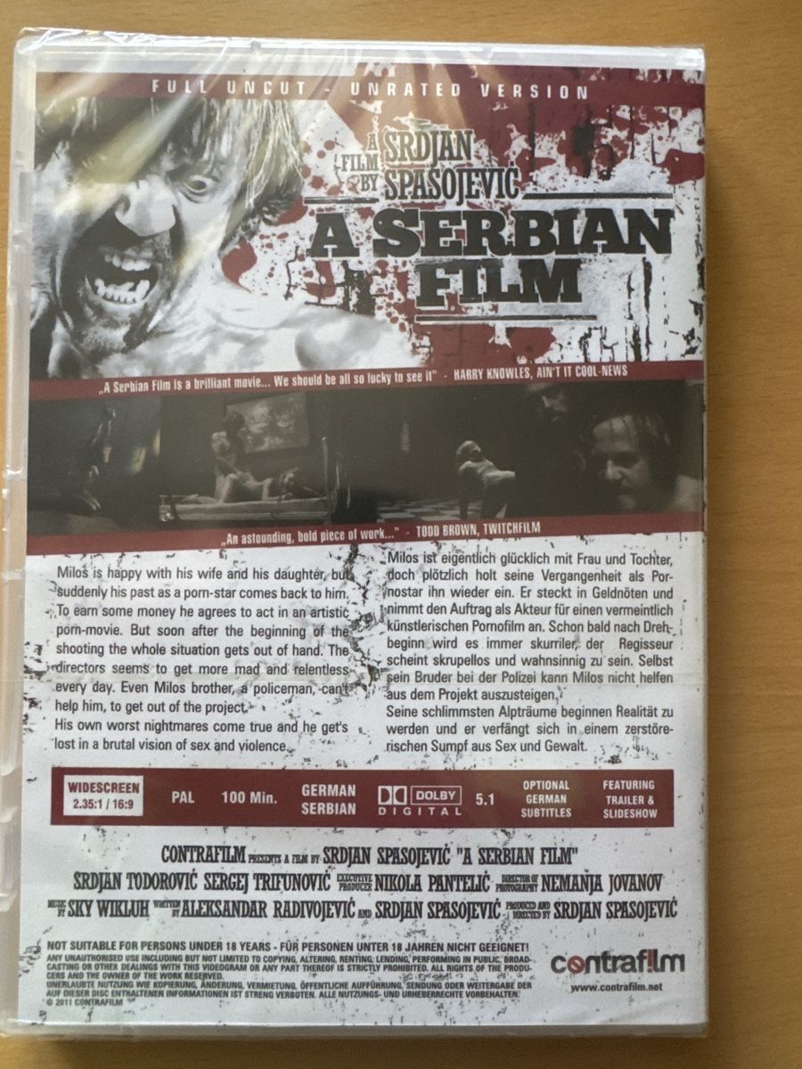 Tutti i DVDs: A Serbian Film Full Uncut-Unrated Version – Nuovo e nell'imballaggio originale da Brunnadern venduto da Nanuk60 1