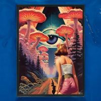 Affiche Poster Surréaliste paysage fantastique champignons