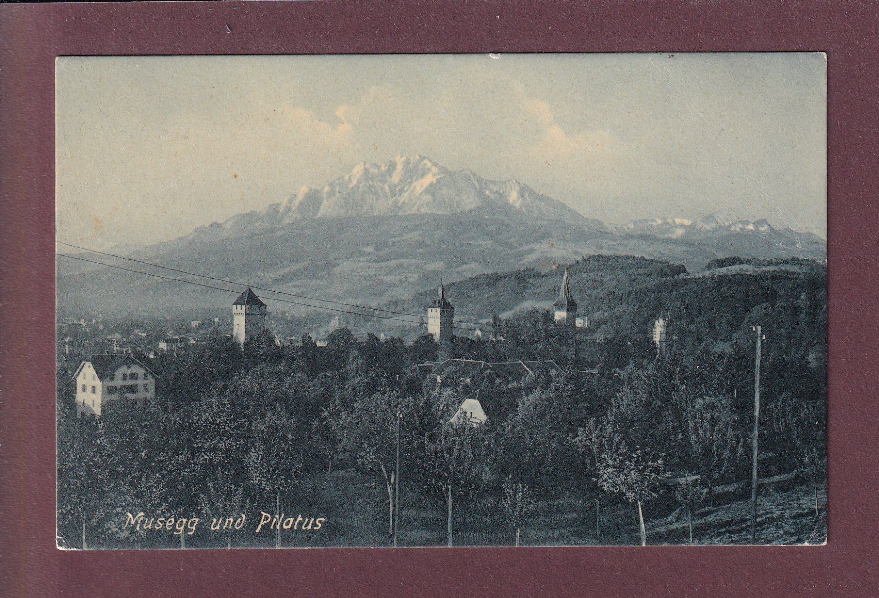 Cartoline postali: LUZERN - Musegg - Pilatus - 1908 glatt – Usato da Pully venduto da nicecards