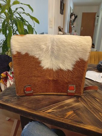 Süsse Kuhfell Tasche Leder Rucksack braun weiss CH 🇨🇭