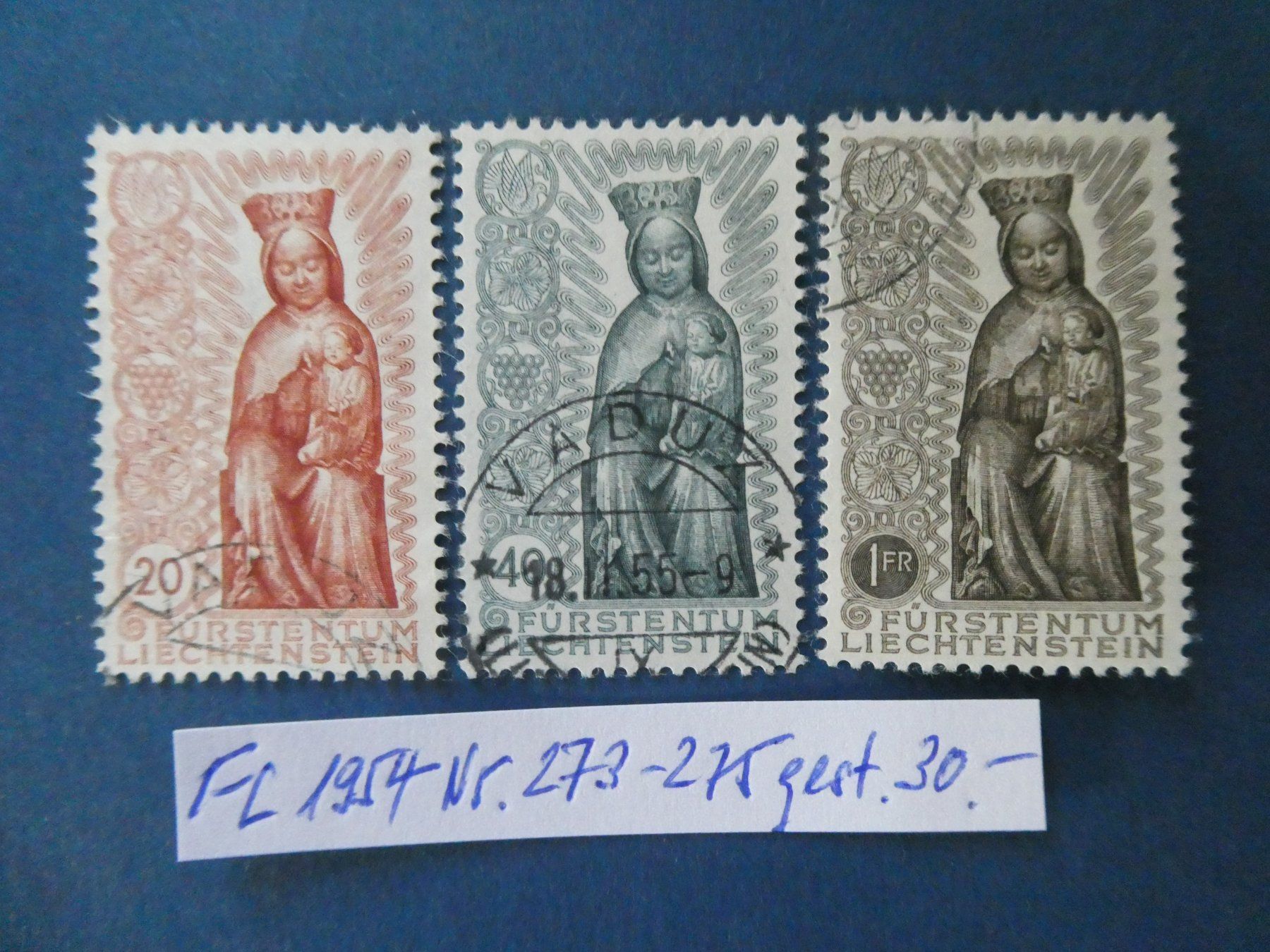 Tutti i francobolli: FL 1954 Nr. 273-275 gestempelt – Usato da Lausen venduto da Herbamare01