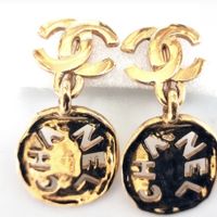 Chanel logo earrings gold plated