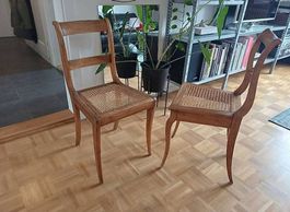 Antike Stühle, Holz, mit Rohrgeflecht 2stk.