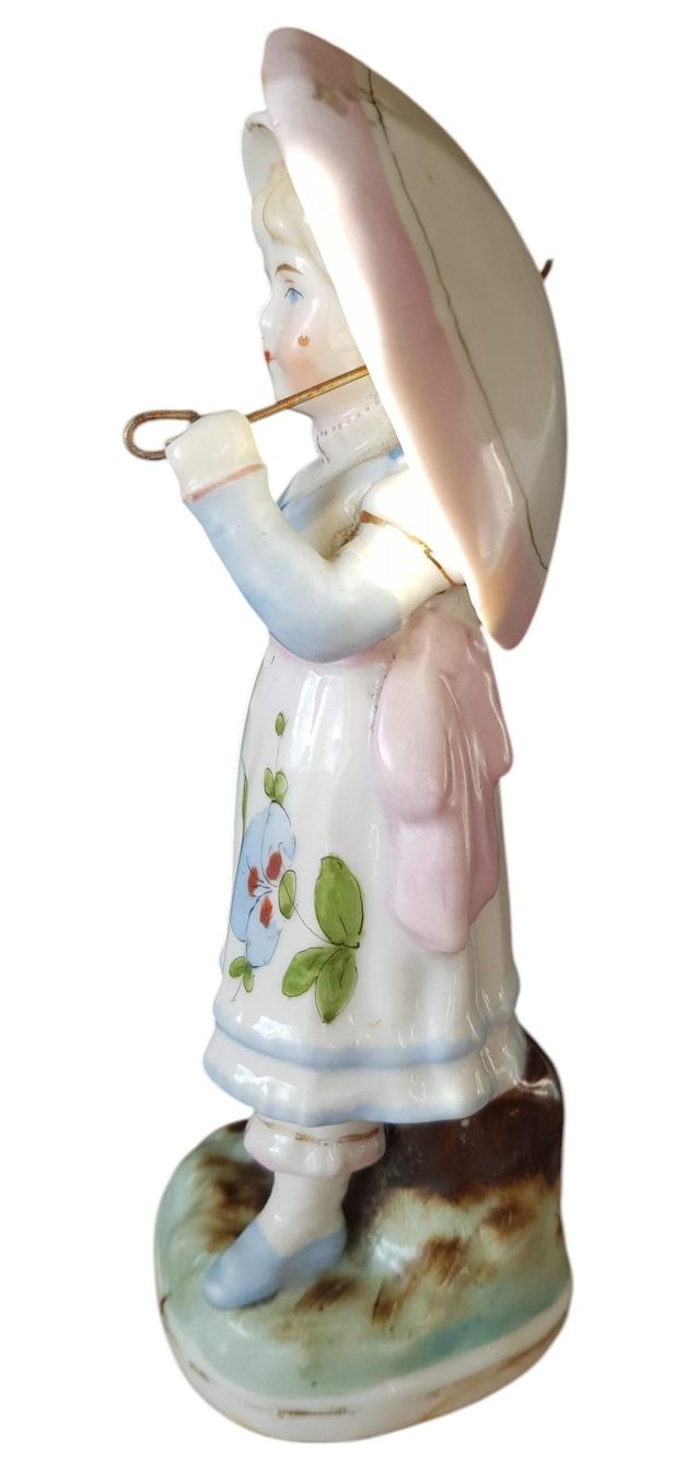 Statuette: Porzellanfigur antik - Mädchen mit Schirm – Usato da Mörschwil venduto da antiksalon 7