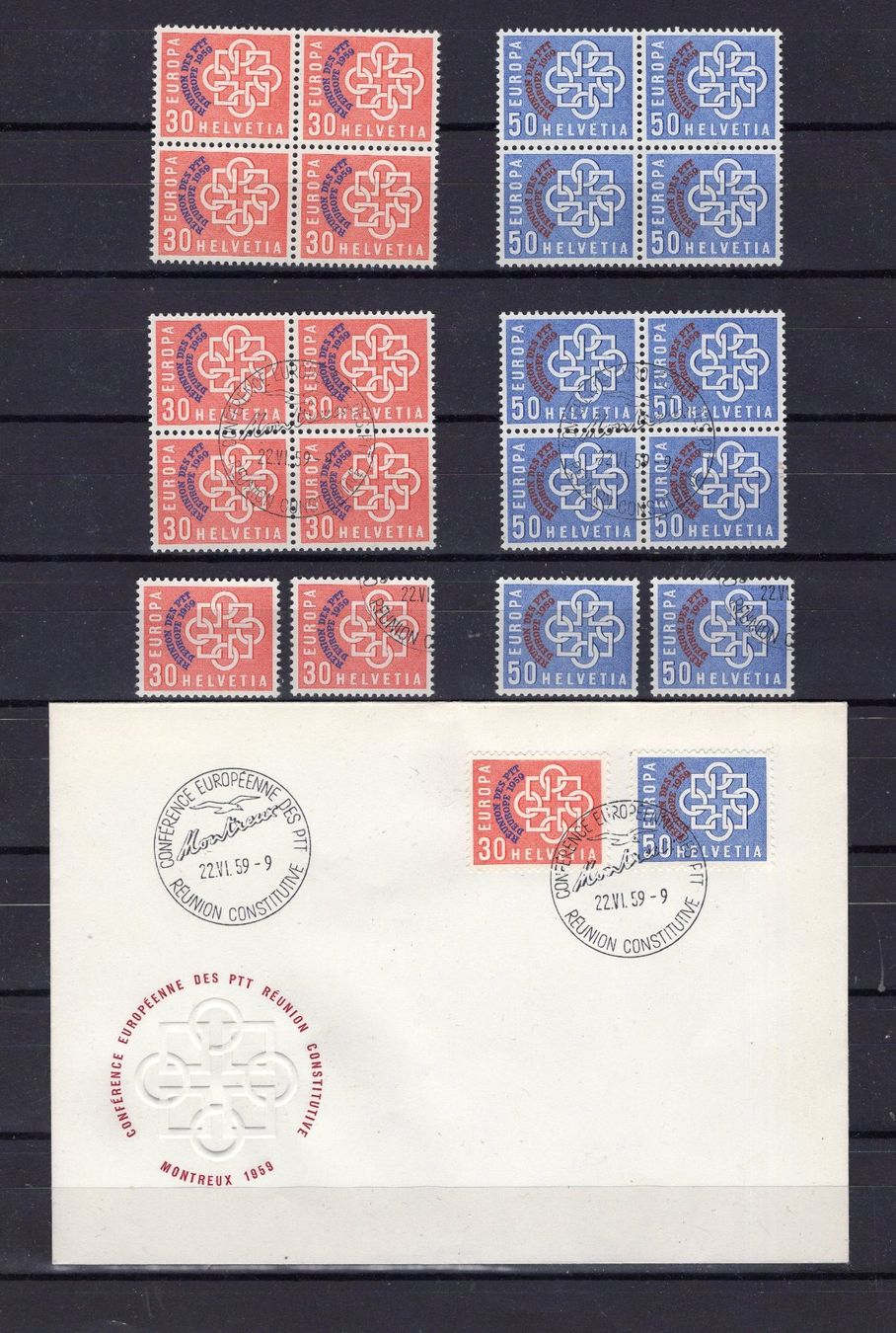 Alle Briefmarken: R1502  /  Conférence des PTT 1959 – Gebraucht aus Ste-Croix von MONT-TAGNAC