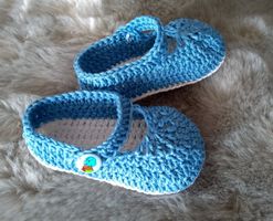 Baby-Riemchenschuh jeans, gehäkelt_24