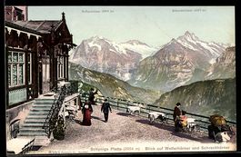 AK Schynige Platte, Hotel mit Terrasse, Blick auf Wetterhörn